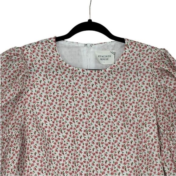 Hyacinth House Tuckernuck Textured Floral Puff Sleeve Clemons Mini Dress| Size L - Picture 4 of 10